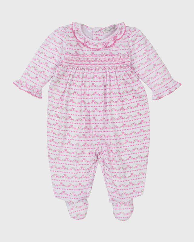 Girl's Ballet Blossoms Smocked Footie, Size Newbor